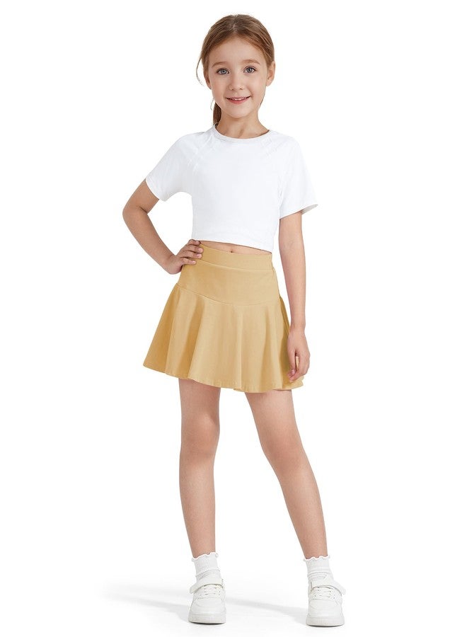 BOOPH 2 Pack Little Girls Athletic Uniform Skorts French Tennis Golf Skirts with Shorts for Toddler Navy/Khaki 6-7 Years - Image 4